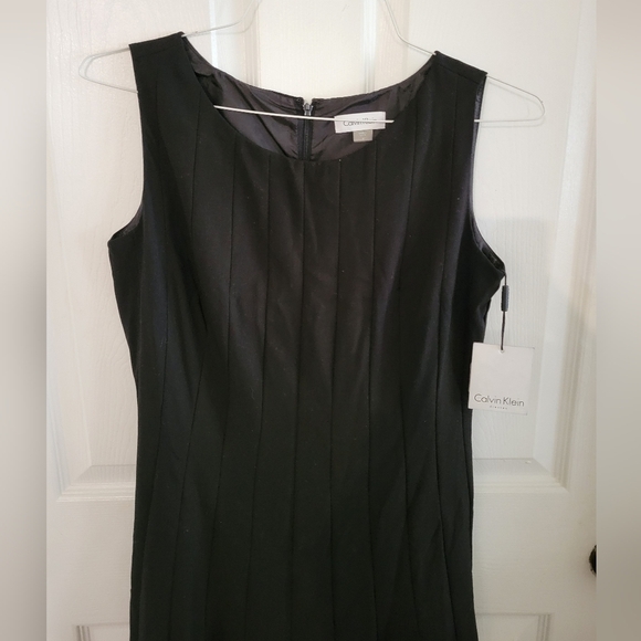 Calvin Klein Pleated Fit & Flare Sleeveless Black Dress Size 4 - Picture 2 of 7